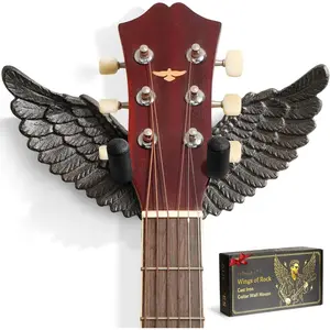 Angel  Guitar Wall Hanger, Cast Iron Guitar Holder Stand Wall Mount for Acoustic Electric Bass Ukulele, Decorative  Room Wall Art Rack, Rustic Metal Guitar Hook,  for Guitar Lovers Rust