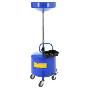 GAOMON 8 Gal Blue Waste Oil Drain Tank with Adjustable Funnel, Portable Air-Operated Drainer for Waste Oil, Fluid Transfer, Heavy-Duty, Rust-Proof, w/Wheels & Toolbox