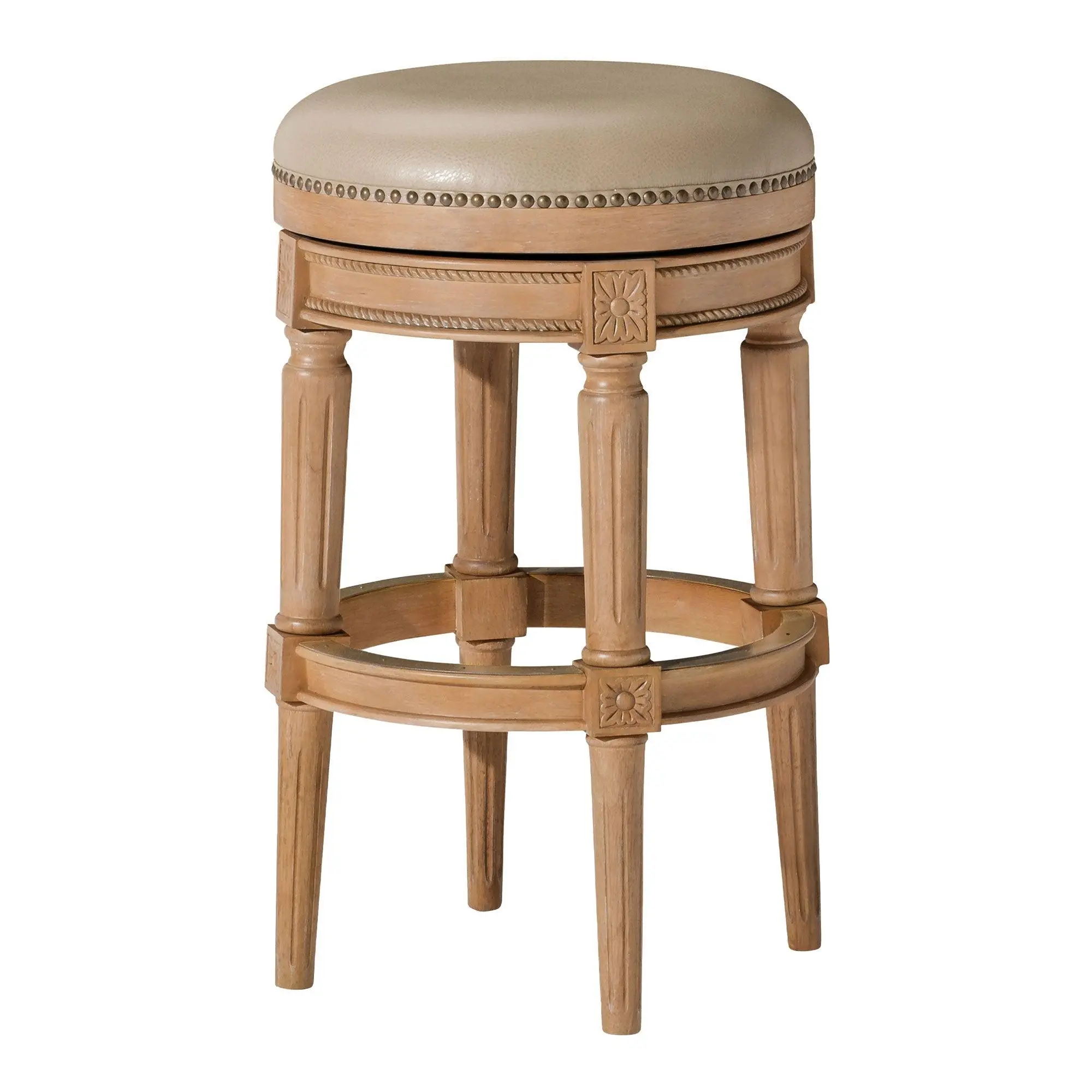 Maven Lane Pullman Backless Bar Stool in Weathered Oak Finish w/ Avanti ...