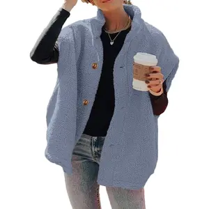 Imily Bela Womens Fuzzy Fleece Vest Casual Oversized Warm Button Down Sherpa Vest Jacket with Pockets