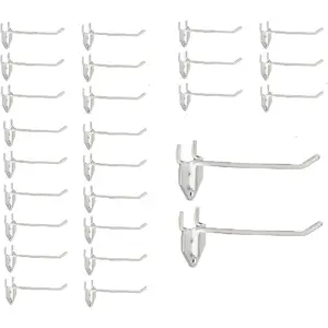 30 Packs 6" Metal Pegboard Hooks, Standard Hooks is Fit to Pegboard Display and Pegboard Panels, White