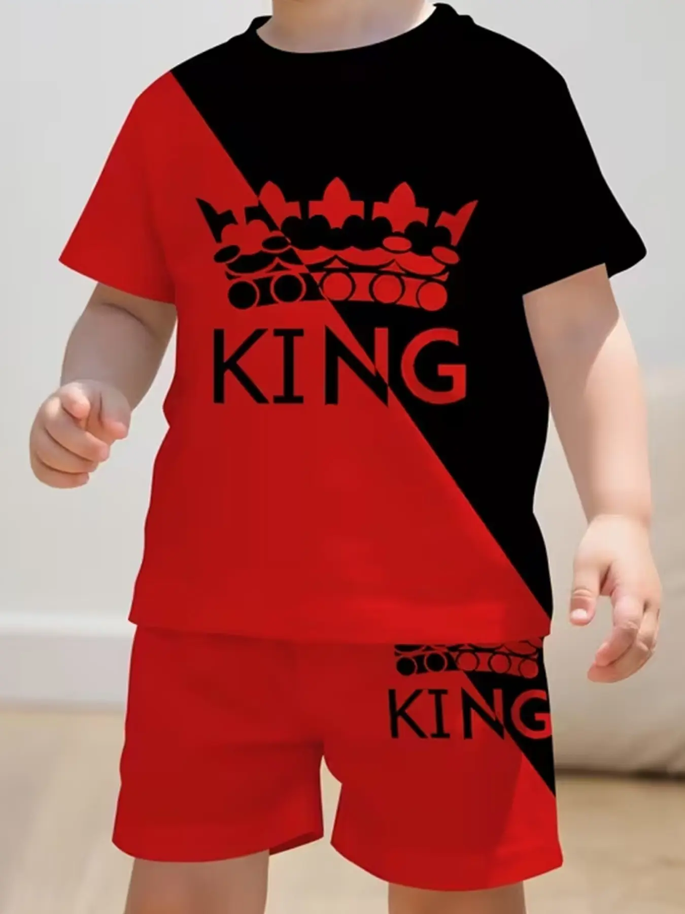 Teen Boys' Summer Set, Youth Kits, Cartoon Anchor Print Tee & Shorts, Fitted Casual Wear, Daily Comfortable Two-Piece Suit, Summer Clothing Set, Fitting, Set Outfit