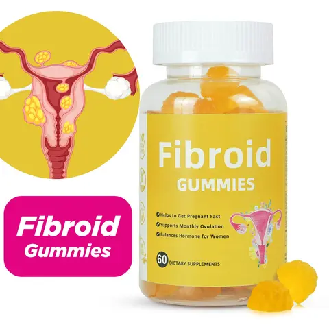 Women's Chewable Natural Fibroid Dietary Supplement Gummies - 60 Pieces Orange Flavor, Ovarian Cyst Support, Womb Detox & Warming, TTC Aid, Vegan Adults' Formula with Vitamin, Inositol, Zinc for Reproductive Wellness