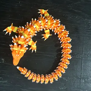 Candycorn Articulating Dragon - Modern Sweet Little Halloween Decoration for Your Home Decorative Whimsical Collectible Spooky
