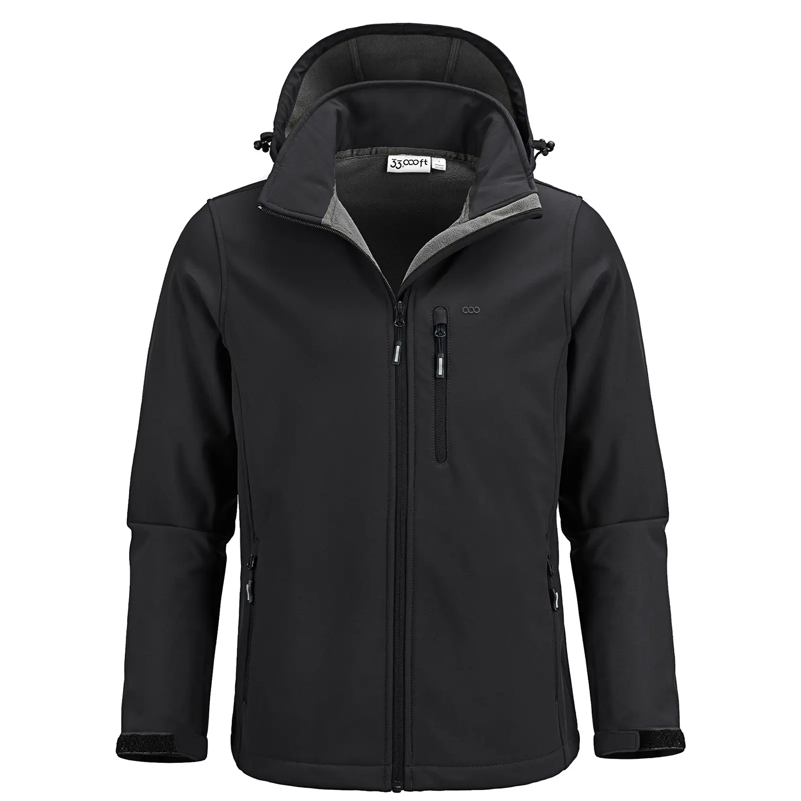 33,000ft Men's Softshell Jacket with Hood Fleece Lined Windbreaker Lightweight Waterproof Jackets for Hiking
