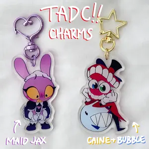 The Amazing Digital Circus Acrylic Keychain - TADC Maid Jax, Caine Bubble – Cute Acrylic Cartoon Keychains, Funny Meme Character Charm for Keys, Bags, Backpack, Durable Gift for Fans & Collectors