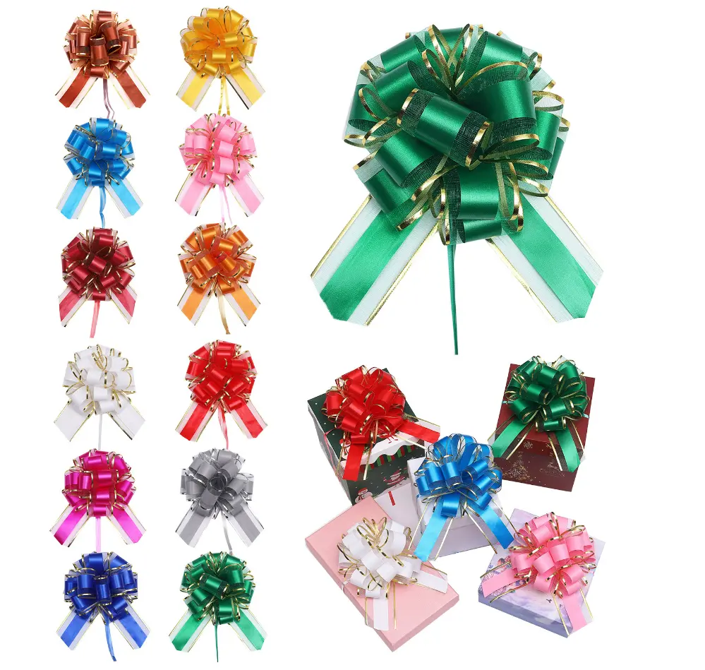 10pcs in 1package Bows for Gift Wrapping Pull Bow Ribbon Pull Bows for Christmas Wedding Baskets Valentine's Day Bows 6 inch or 8 inch Pull Bow for Gift Wrapping