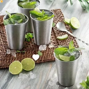 10pcs 304 Stainless Steel 16-ounce Bar Water Cup, Cold Drink Rinse Cup, Juice Cup, Restaurant Tea Cup, Outdoor Camping Cup, Picnic Portable Cup, Travel Anti-drop Mouth Cup