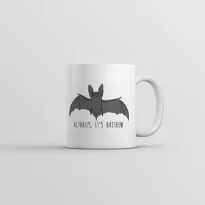 Actually Its Batthew Mug Funny Sarcastic Bat Graphic Coffee Cup - 11oz Funny Coffee Mugs Ceramic Printed Drinkware Cup
