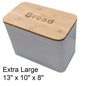 Premium Presents. Bamboo lid bread box. Storage bin kitchen decor. Kitchen storage container. Tin box. Breadbox basket. kitchen countertop organizer.