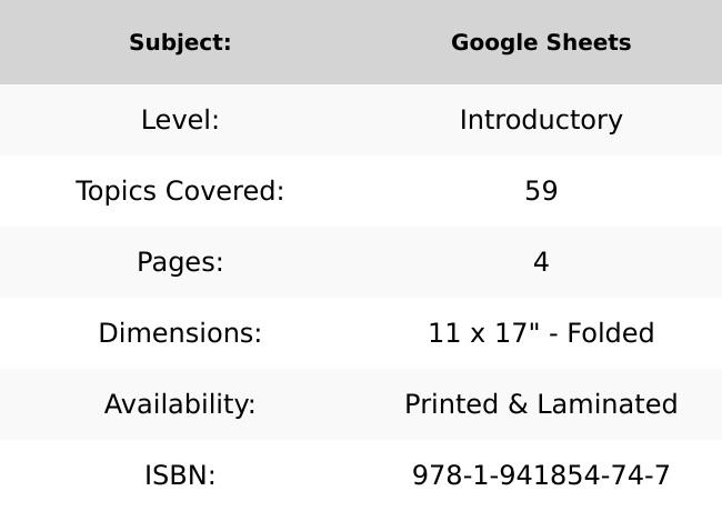 Google Sheets Quick Reference Guide Google Sheets Quick Reference Guide