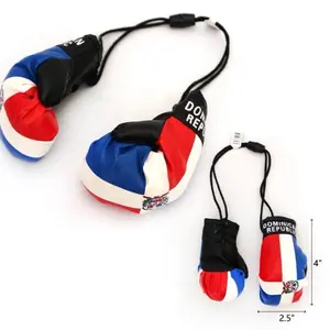 Dominican Mini Boxing Gloves - 4" x 2.5" - Blue, Red, and White -