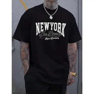Mens Big & Tall NYC Skyline Graphic Tee - Iconic New York Lettering Print on a Soft, Breathable Short Sleeve Shirt. This Versatile Casual Top Transitions from Daily Errands to Smart Casual Outings, Making it a Must-Have for Spring, Summer, and Fall Urban