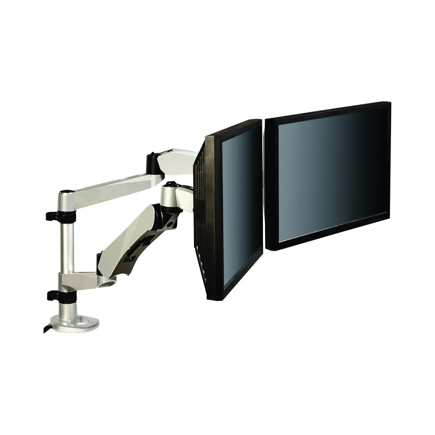 3M Easy-Adjust Rotating Tilt Dual Arm Desk Mount for 27" Monitors Silver MA265S