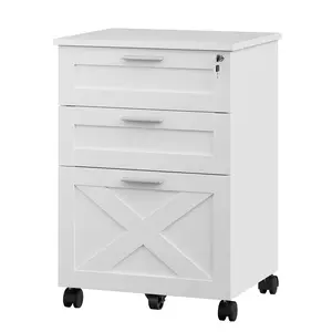 3-Drawer File Cabinet with Lock, Mobile Under Desk Filing CabinetUnder Desk Filing Cabinet with Wheels, Wood Storage Organizer fits Letter/Legal/A4 Size for Home Office