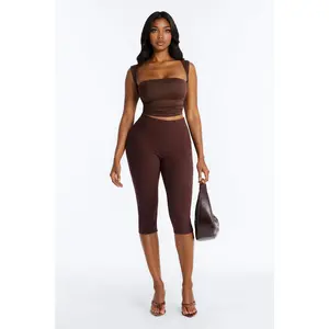 Lena Snatched Capri Pant - Chocolate