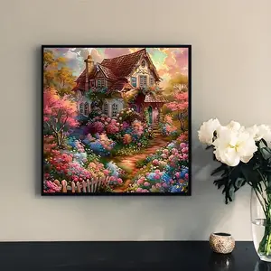 DIY Diamond Art Painting Kit, Cottage Pattern Diamond Art Painting without Frame, Handmade Art Crafts for Home Decor