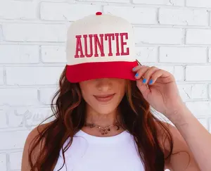 Auntie Embroidered Hat, Auntie Gift, Aunt Gift, Puff Print Trucker Hat, Personalized Hat, Custom Trucker Hat