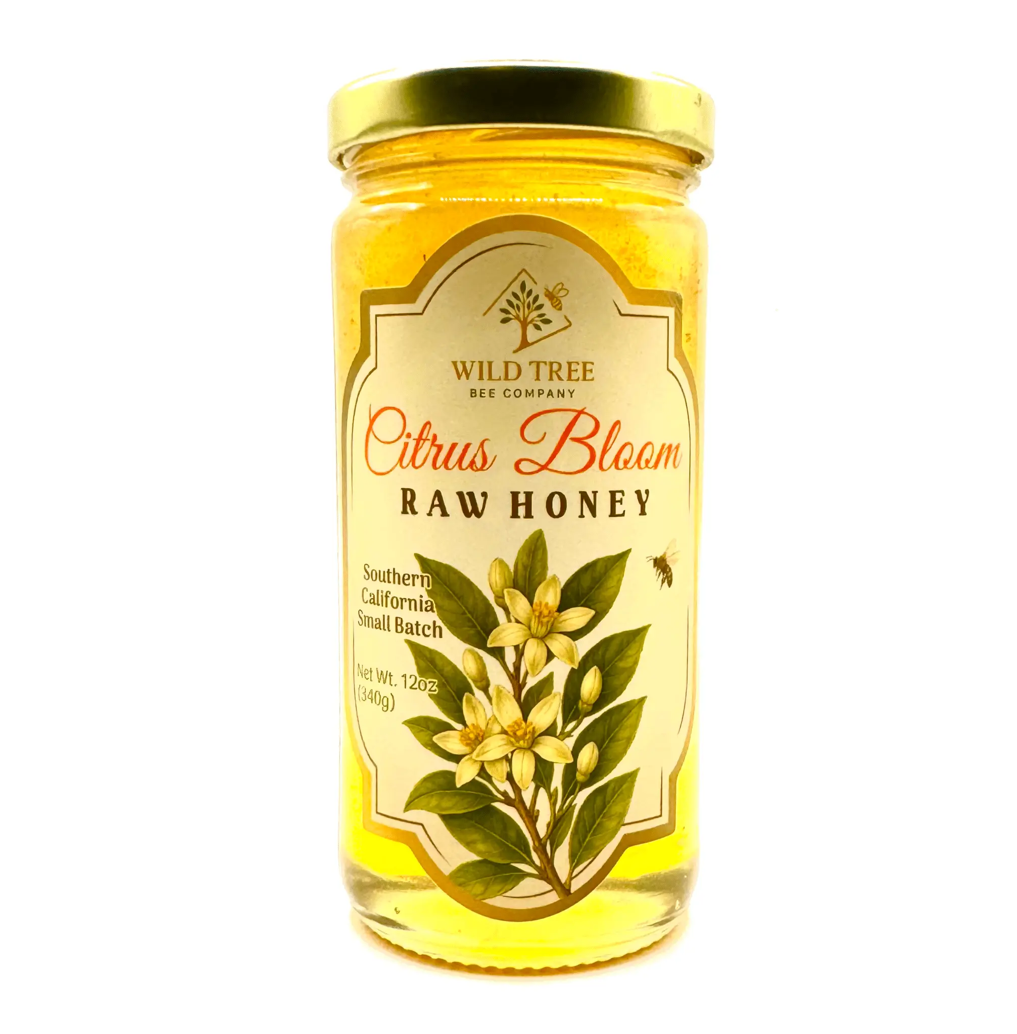 Citrus Bloom Raw Honey - SPRING 2026 MICRO HARVEST - Southern California Citrus Bloom- 12oz Honey Jar - Raw Unfiltered Honey with Natural Infused Pollen & Beewax - Everyday Use Pantry Staple