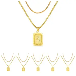 LN001: A–Z Initial Letter Necklace for Men & Women – Gold Plated Stainless Steel, Box Chain, Tarnish-Resistant Gift Jewelry