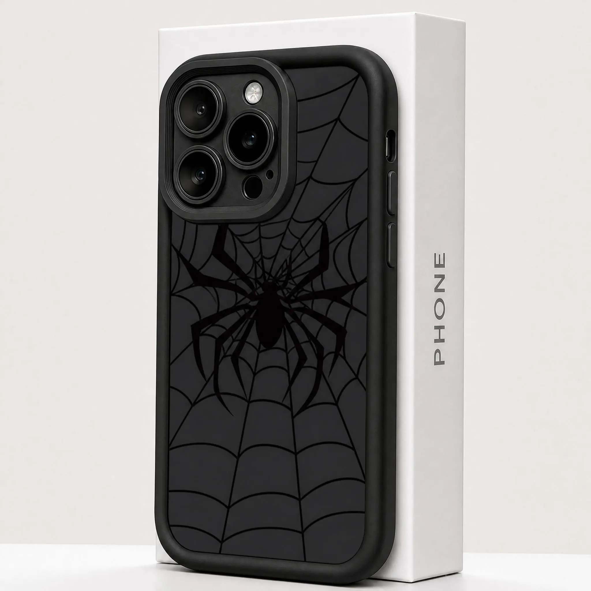 Soft Phone Case for iPhone Series (Multi-Model: 17/16/15/14/13/12/11/XS/X, Including Pro Variants, Pro Max, Plus) - Phone Accessories, Trendy Spider Web Design, Shock-Resistant Grooved Edge for Easy Carrying, Matte Finish, Suitable for Men & Women