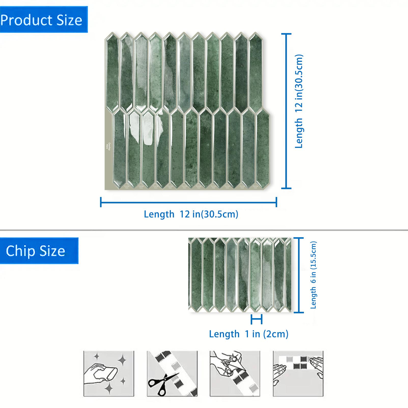 DEWOO Functional wall decor，Green Self-Adhesive Tiles — Waterproof, Moisture-Resistant, and Oil-Repellent; Easy to Install and Remove — Perfect for Interior Decoration.