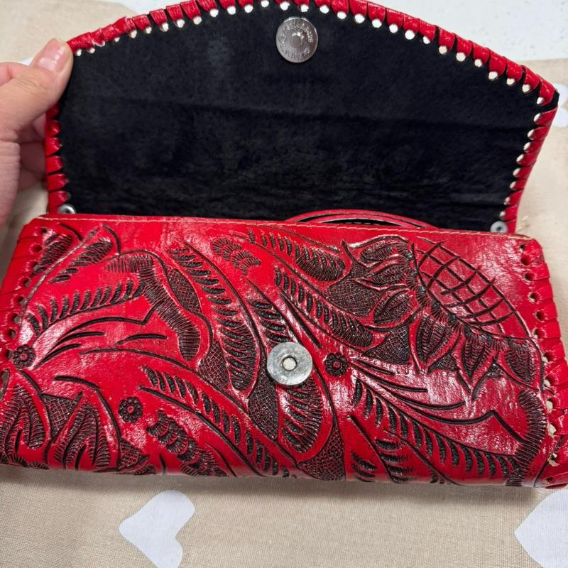 "Coco Candy Apple Dream" Crossbody Artisan Made Red Leather Embossed Design Handcrafted Shoulder Bag