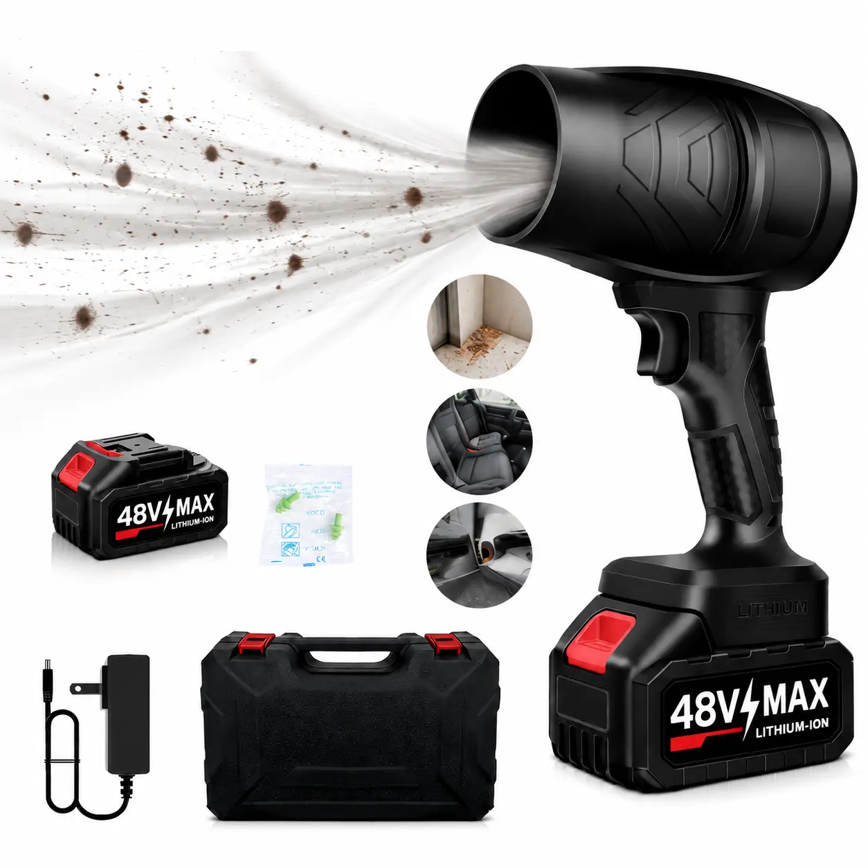 48V Brushless Copper Motor Cordless Portable Leaf Blower & Vacuum, Handheld Turbo Jet Tool with 6000mAh Power for Home Improvement, Car Drying, Valentine's Day Gifts for DIY Lovers, Brushless Motor, New Year