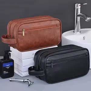 Men's toiletry bag, sports business travel PU leather toiletry bag, casual men's handbag