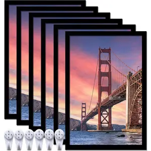 6 Sets 8x12 Picture Frame for 8 x 12 Canvas Collage Photo Poster Certificate Wall Gallery, High Transparent Horizontal Vertical Black 8 by 12 Inches