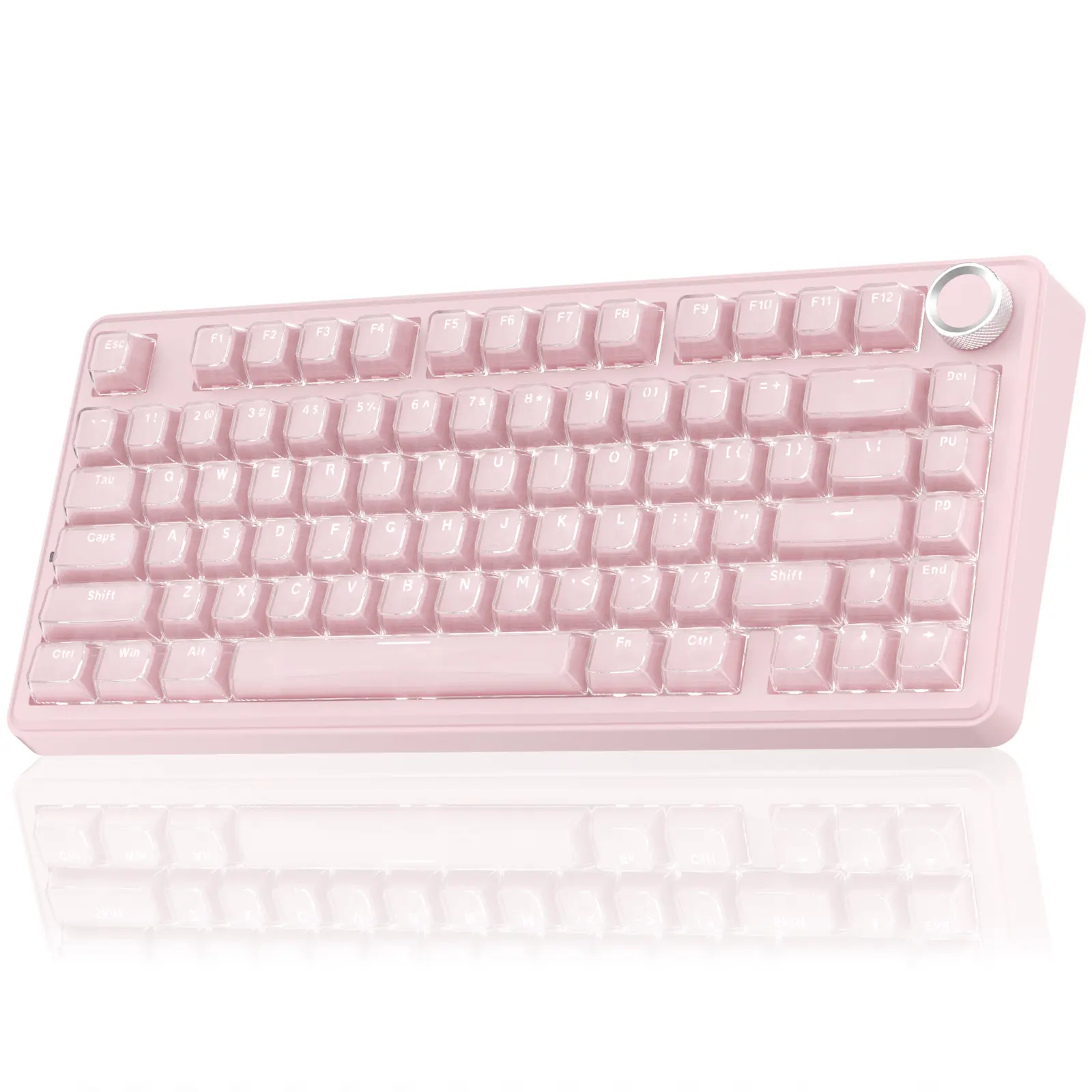 SOLAKAKA A75 75% Layout Creamy Wireless Keyboard, Cute Blush Pink Aesthetic with RGB Backlit, Tri-Mode Bluetooth/2.4G/USB-C, Caramel Latte Linear Switch, Hot Swappable Custom Built-in Li-Ion for PC Mac Laptop