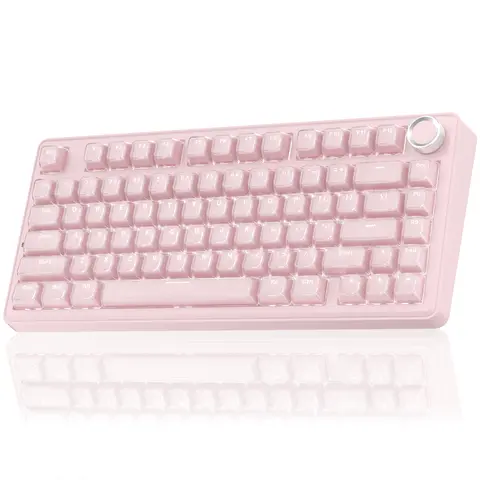 SOLAKAKA A75 75% Layout Creamy Wireless Keyboard - PC Accessories, Compact Design, Blush Pink Aesthetic, RGB Backlit, Tri-Mode Bluetooth/2.4G/USB-C, Caramel Latte Linear Switch, Hot Swappable, Built-in Li-Ion Battery for Work & Gaming (PC, Mac, Laptop)
