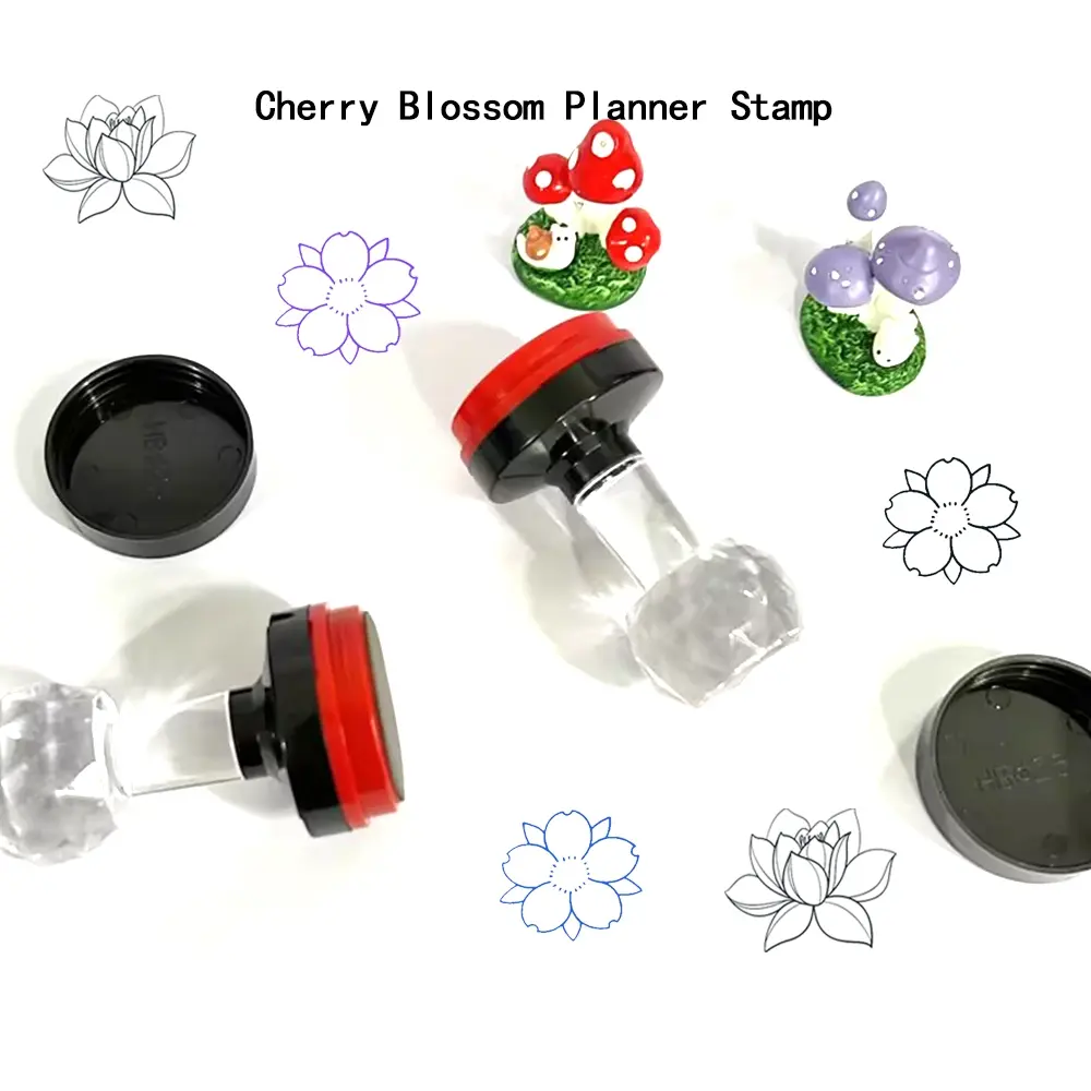 Lotus Cherry Blossom Stamp, Plant Flower Theme Postage, Classroom Active Teacher Teaching Stamp, Suitable for Craft Albums, Greeting Cards, Marking Notebooks, Custom Stamp