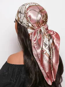 Women's Chain Design Headscarf, Vintage Chain Print Fashion Scarf, Casual Hair Accessory for Women and Girls, All Seasons Wear