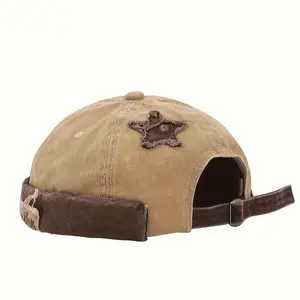 [Vintage Docker Snapback Cap] XLAMULU Men's Vintage Embroidered "Docker" Letter Snapback Cap |       Lightweight Polyester, Adjustable, Star Embroidery, Green with White Trim, Casual Outdoor Hat for Camping or Casual Attire