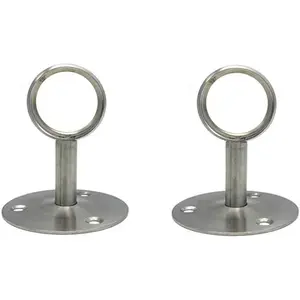 Stainless Steel Heavy Duty Closet Rod Curtain Rod End Supports Socket with Matching Screws (1-1/2 INCH, Silver)