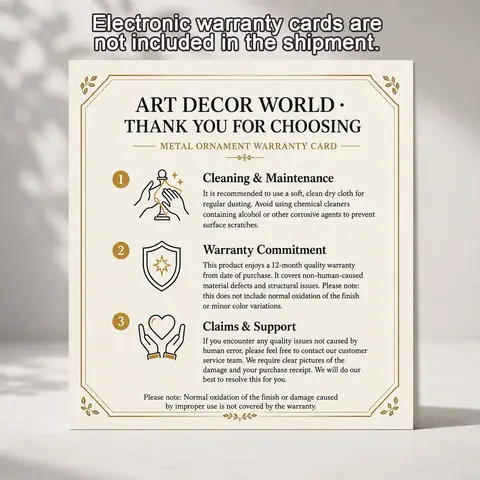 Quality 2-Piece Metal Ornament Card Set for Small Biz Aluminum Metallic Detail Speciality Plaques & Signs Packaging - Warranty Insert, Care & Maintenance Guide, Thank You Note, Claims & Support