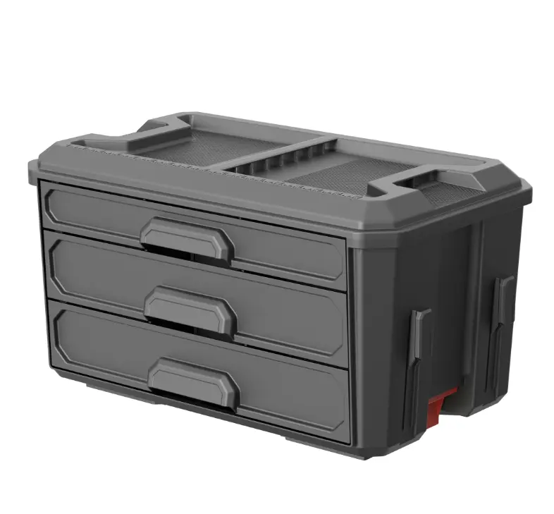 Hyper Tough Hyper Stack 3-Drawer Tool Storage Box, Black