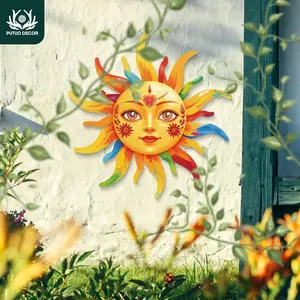 Sunflower Design Wall Art, 2D Flat Sun Shaped Metal Sign, Outdoor Garden Wall Art Decor for Home Farmhouse Living Room Yard Flower Garden Backyard, Posters