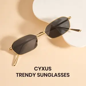 【Flash Sale】Cyxus Small Polygonal Sunglasses for Women Men UV Protection AC Lens Ultralight Metal Frame Shades 1150 retro oval crowley  sunglass