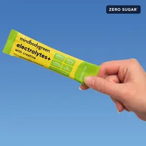 mindbodygreen Electrolytes+ with Creatine Lemon Lime Flavor Zero Sugar 400mg Potassium 250mg Magnesium 100mg B6 2g Creatine Hydration & Recovery Supplement