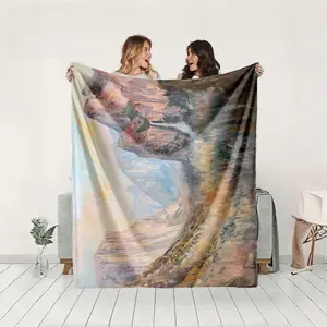 1 piece Autumn canyon scenery of Yosemite National Park themed flannel blanket - Modern-style flannel blanket, suitable for sofas and beds, all-season use, super soft and comfortable, digital printing, 100% polyester material, machine washable