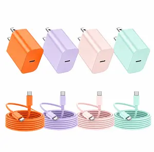 Type-C Fast Charging Color Set  20W USB-C Fast Charger,  6-ft USB-C Android phone cable, for Samsung Galaxy S26+/Ultra, S25/S24/S23/S22+/Ultra, S21/S20,  iPhone 17/17 Pro/17 Pro Max/17 Air/16/16 Pro/16 Pro Max and 15 Pro Max, and other Android models