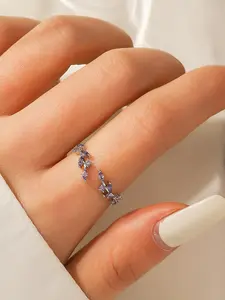 Women's Elegant Rhinestone Decorated Branch Design Ring, Exquisite Trendy Leaf Design Cuff Ring, Statement Multi Ring, Fashionable Jewelry for Women As Gift