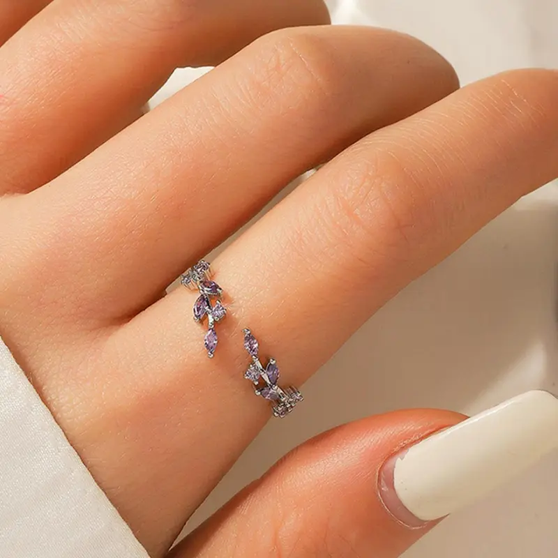 Women's Elegant Rhinestone Decorated Branch Design Ring, Exquisite Trendy Leaf Design Cuff Ring, Statement Multi Ring, Fashionable Jewelry Rings for Women As Gift Beautiful Rings