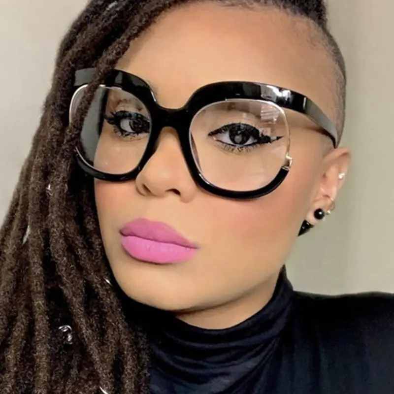 Simple Oversized Geometric Eyeglasses for Men and Women, 1Pc Fashion Transparent Anti-Blue-Light Lenses for Everyday Use, Stylish Frame, Fashion Accessory Eyewear