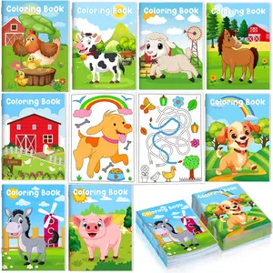24Pcs Farm Animals Mini Coloring Books Bulk - Small Art Drawing Books with Cows Horses Barns | Party Favors for Kids, Goodie Bag Stuffers | Holiday Birthday Party Supplies, School Classroom Activity Gifts