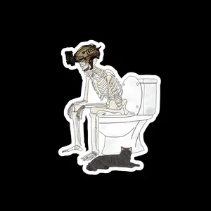 Tactical Skeleton Waiting, Military Humor Sticker, Dark Sarcasm, Funny Barracks Meme