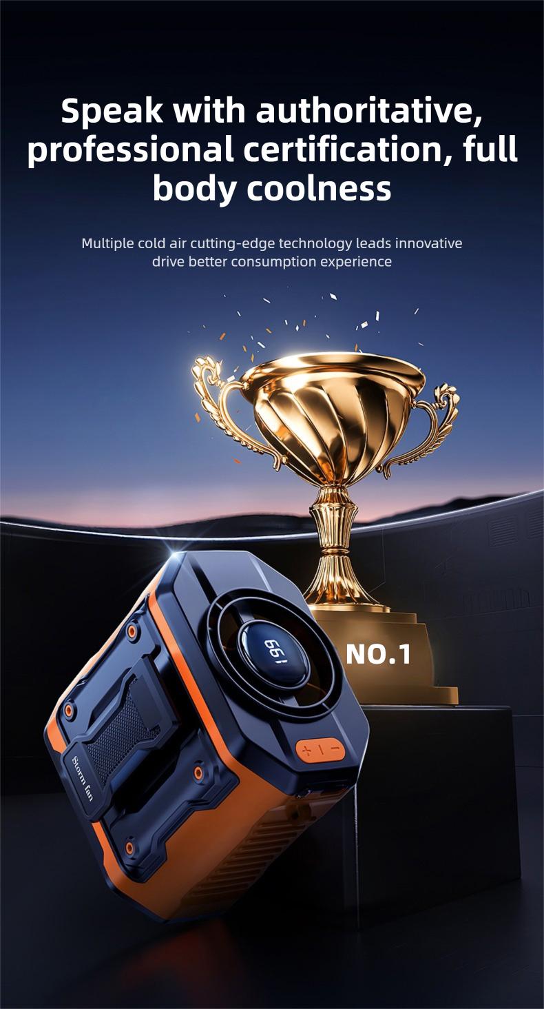 HOOYS USB Rechargeable Handheld Portable Fan, 199-Speed Adjustable, with Waist Clip, Flashlight & PowerDisplay, Personal Fan for Outdoor, Camping, Jobsite, Travel &Indoor Use