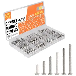 Cabinet Pulls Knobs Screws M4 25-50mm 100 count Assortment Machine Screws Pan Washer  Metal Phillips Screws Kit for Cabinet Drawer Cupboard Closet Handles Install(D150)